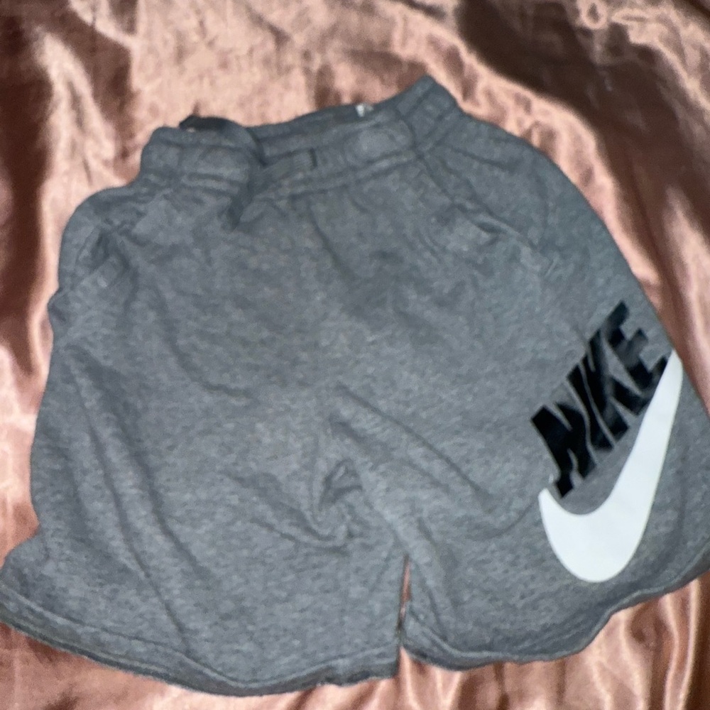 Nike Kids Gray Shorts with Black and White Logo